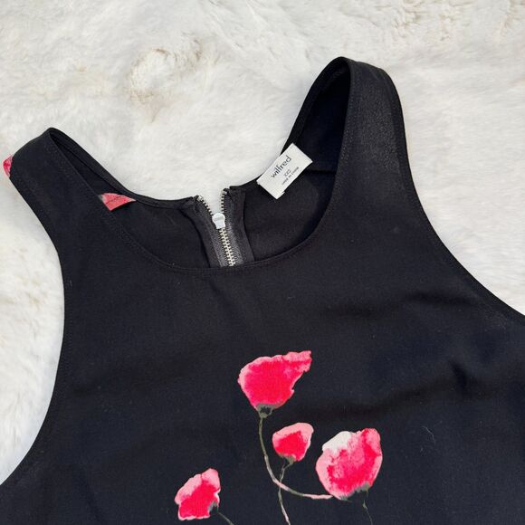Aritzia Black Floral Sleeveless Blouse XXS - Red Poppy Print - Picture 2 of 4